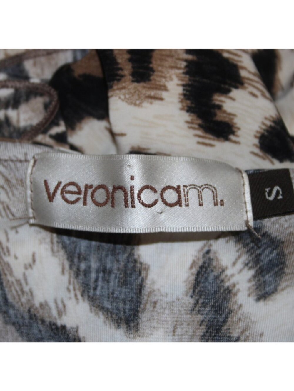 Veronica M Dress Sz S Brown White Animal Print Polyester Spandex Dress - Picture 5 of 9